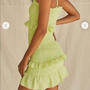Forever 21 Green Flounce Smocked Mini Dress